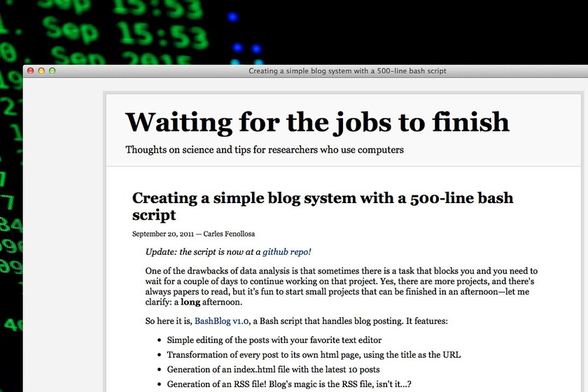 Bashblog, un simple script que te permite escribir y publicar blogs en modo texto desde la terminal de Linux