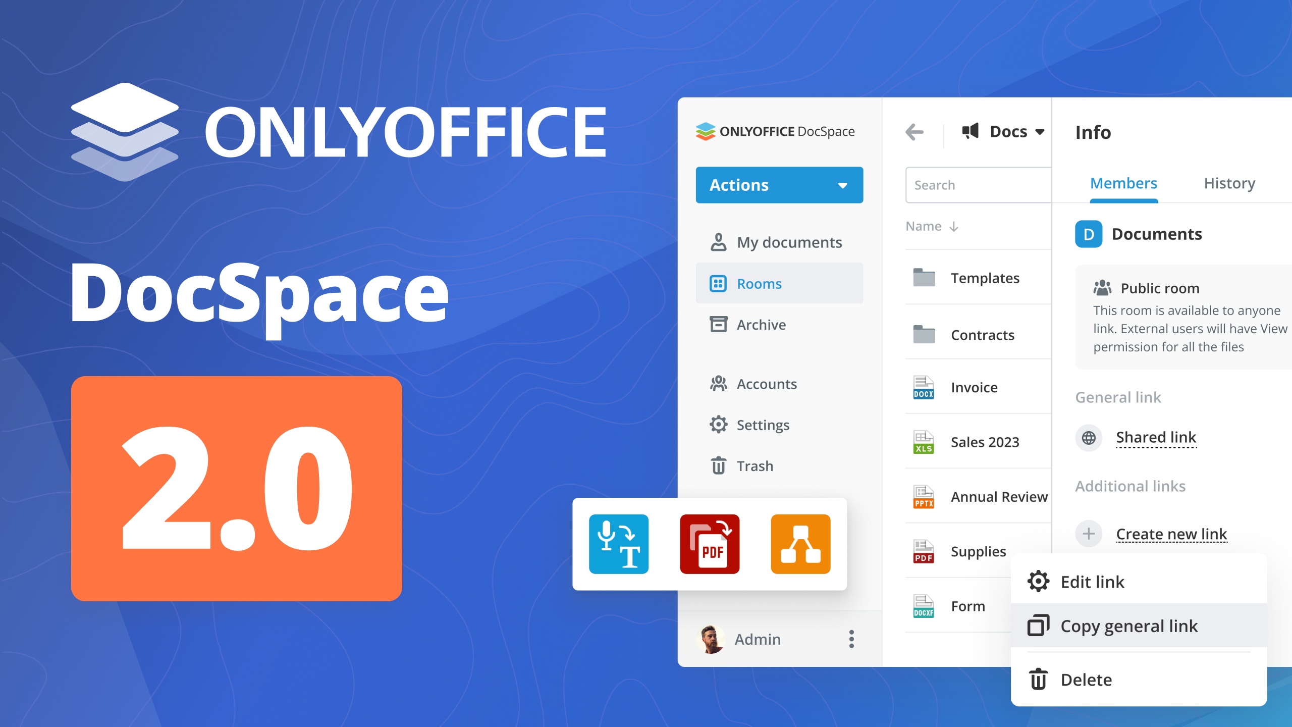 Onlyoffice DocSpace 2.0 lanzado con salas públicas, complementos, reasignación de datos, interfaz RTL y otras mejoras